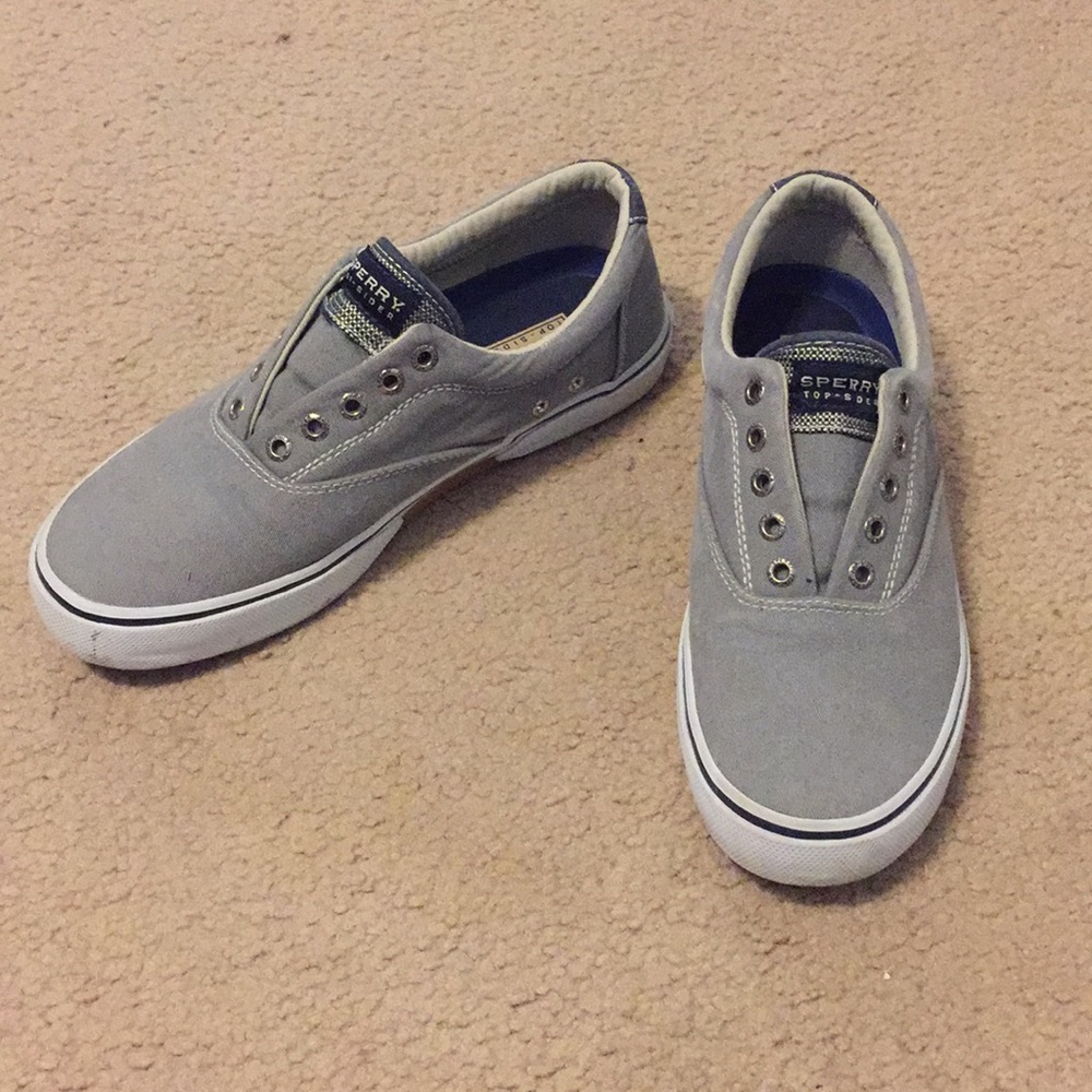 Authentic Sperry Top-Sider Grey Canvas Slip-On- 8